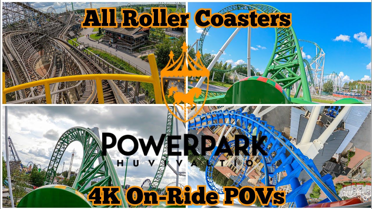 🇫🇮 PowerPark Huvivaltio - All Roller Coasters 4K On-Ride POVs