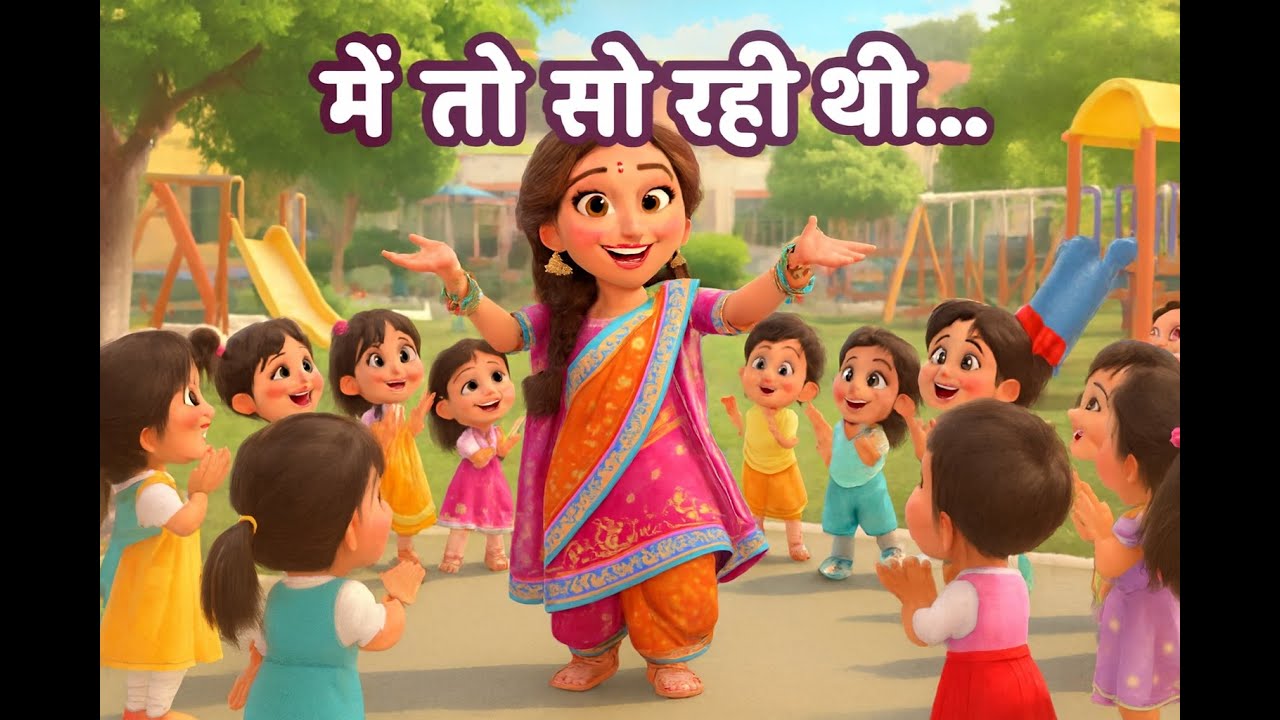 मैं तो सो रही थी 😴 | Funny Wake Up Poem for Kids | Hindi Rhymes | Animals & Sounds