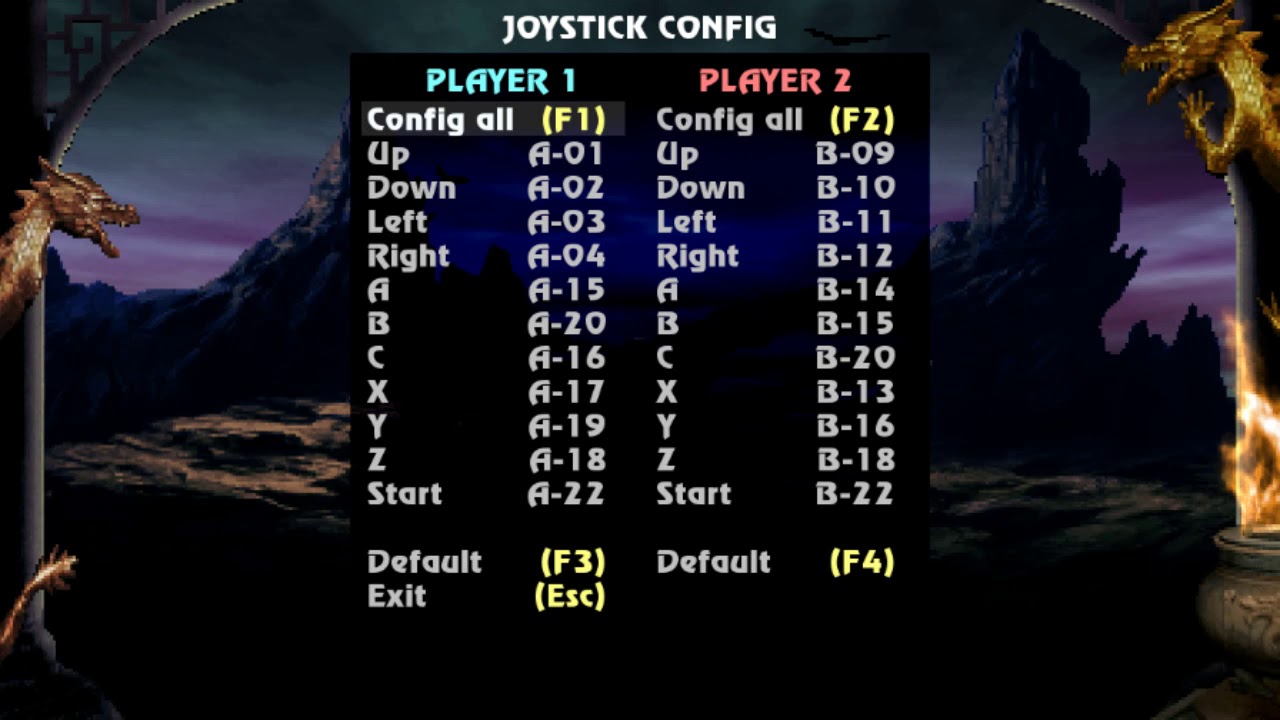 Настройка контроллера в играх Mortal Kombat Mugen