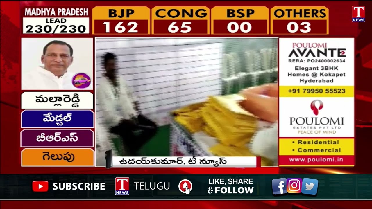 Secunderabad, Cantonment BRS Lead | Assembly Results 2023 | Telangana Election Counting | T News
