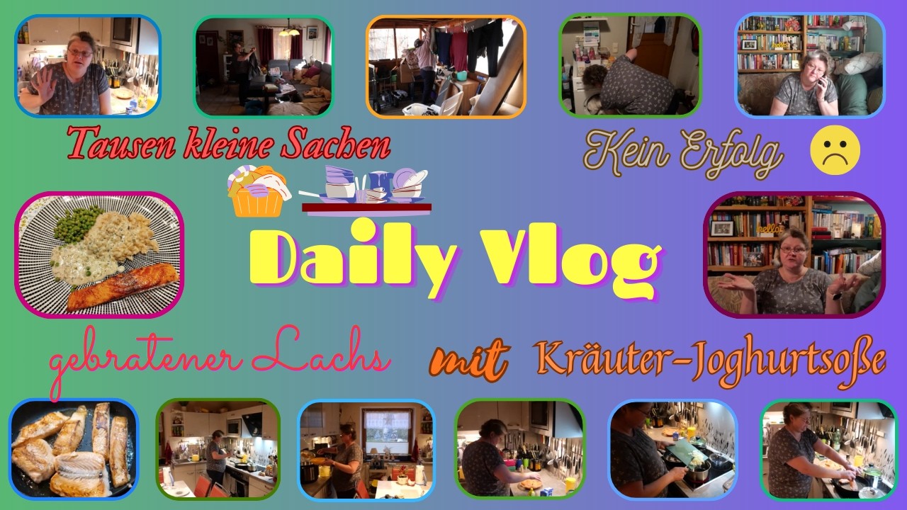 Daily Vlog / Erfolglos am Telefon /Tausend Dinge / Lachs mit Kräuter-Joghurtsoße und Naturreis