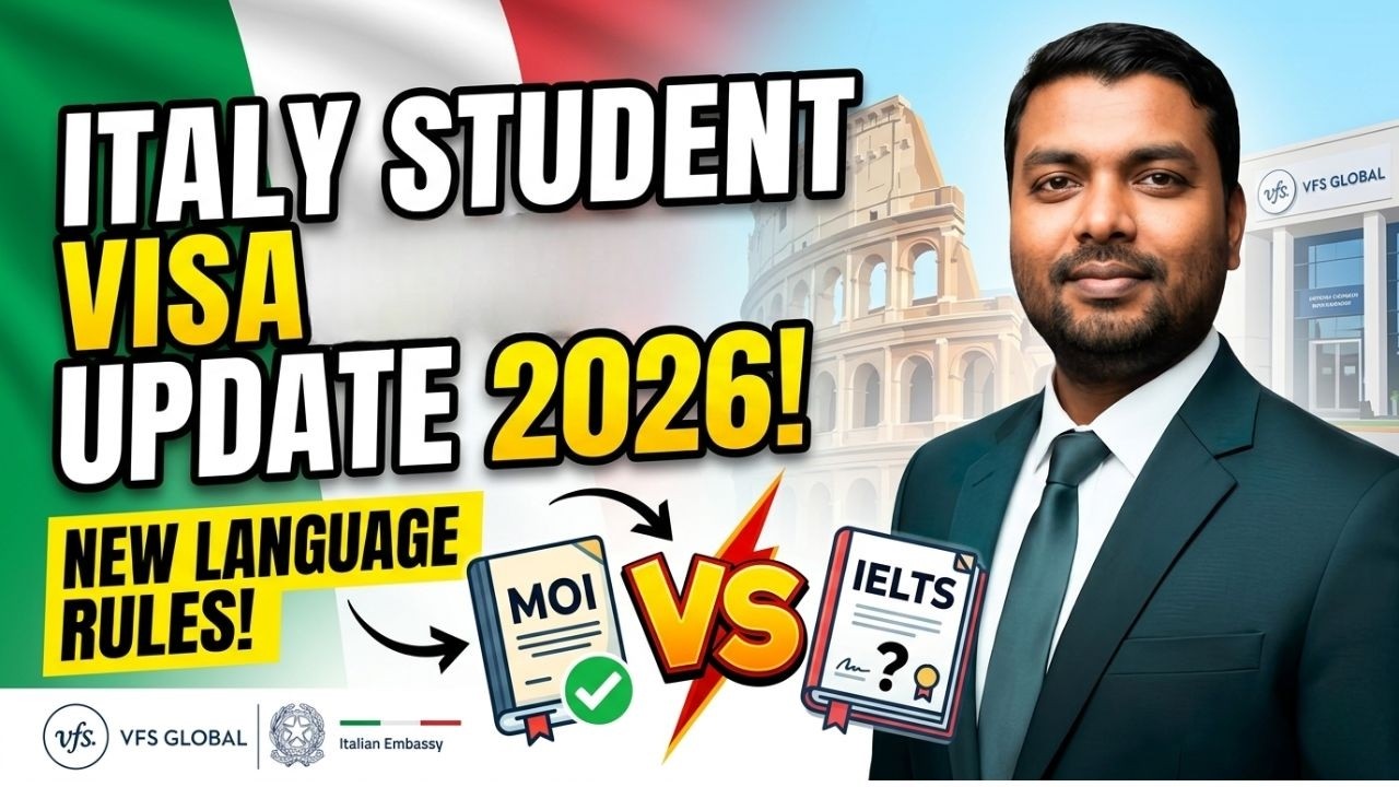 Italy Student Visa Update 2026 | VFS Global Language Requirements- MOI vs IELTS- Explained in Detail