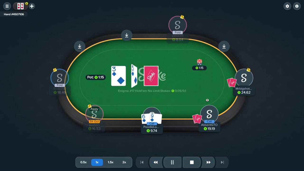 Stake.us Poker 10NL Double gutter to the straight flush
