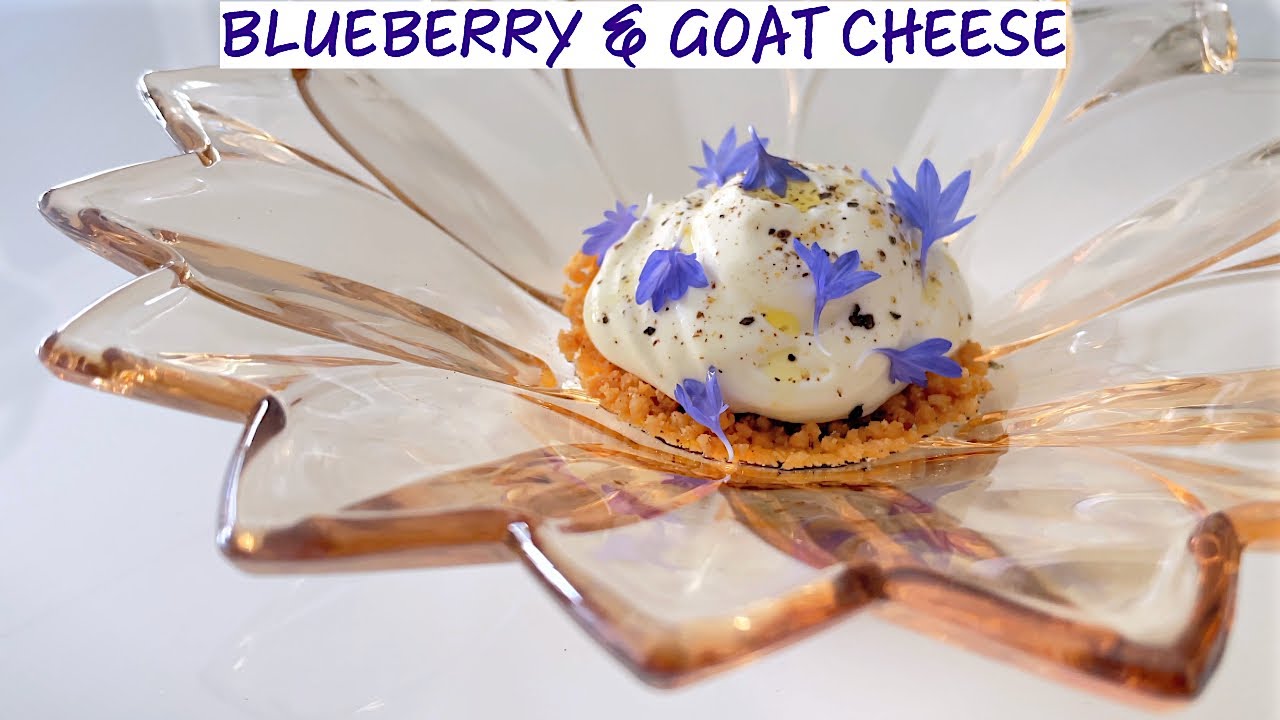Blueberry Sorbet, Goat Cheese Espuma & Almond Crumble | Fine Dining Pre-Dessert Recipe