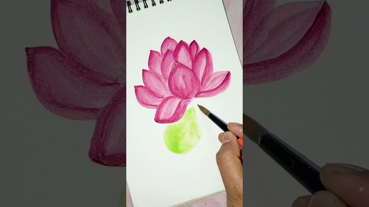 Beautiful lotus flower painting with tutorial  #art #acrylicscenery #flowerspainting #painting 