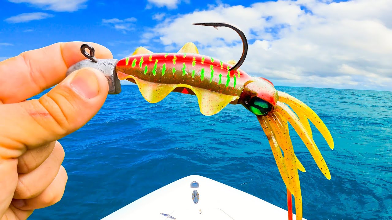 Realistic Squid Lure VS Giant Deep Water Fish.