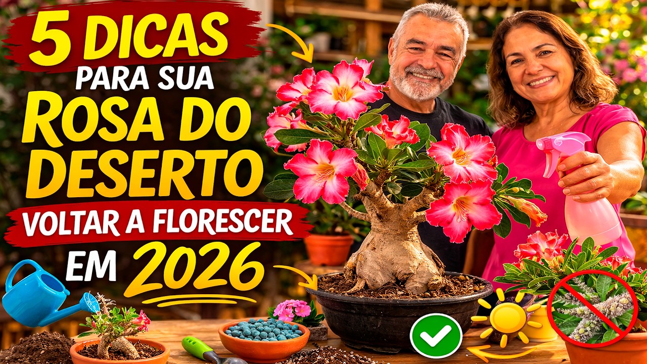 5 DICAS PARA SUA ROSA DO DESERTO VOLTAR A FLORESCER EM 2026 🌸🌵