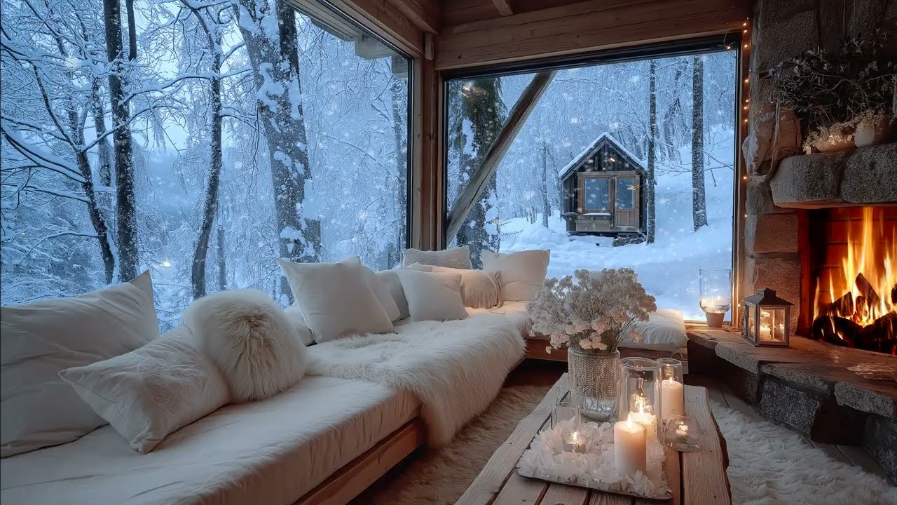 🔥🎶 Relaxing Piano Music by the Fireplace | 4 Hours of Winter Night Chill for Focus & Stress Relief