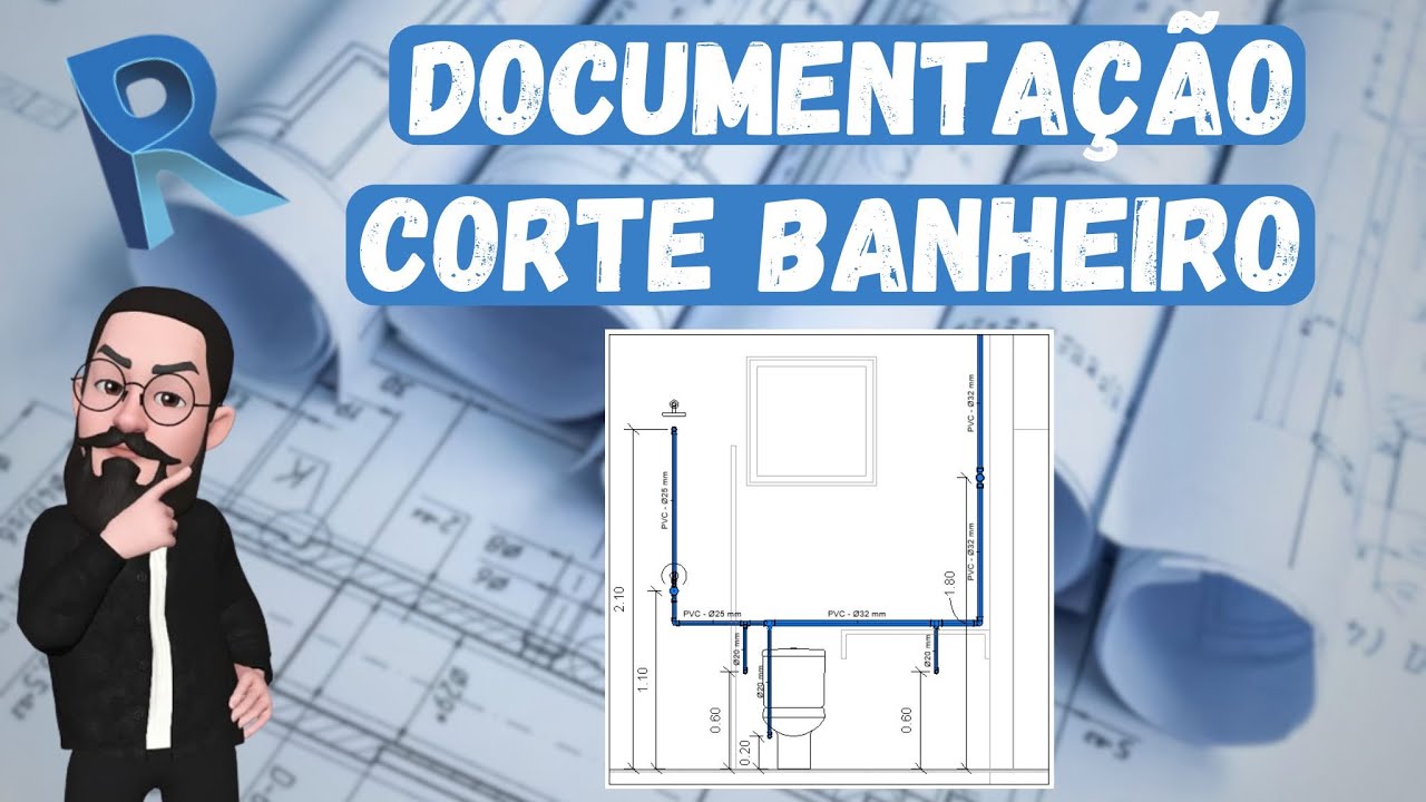 Como documentar o CORTE do Banheiro no REVIT - Aula 01 - Documentação de Projeto REVIT MEP