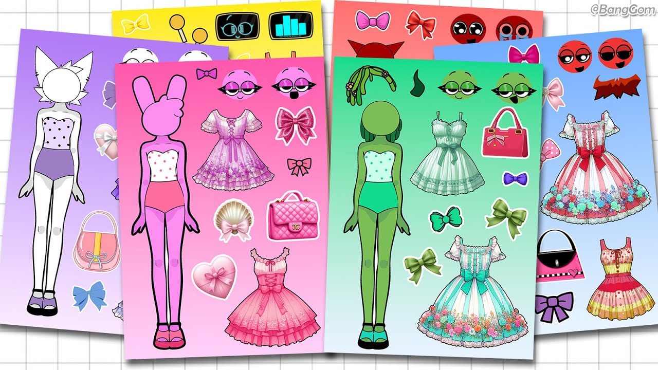 Sprunki Cute dress up Sticker Book 💖 스프런키 귀여운 드레스 옷입히기 스티커DIY