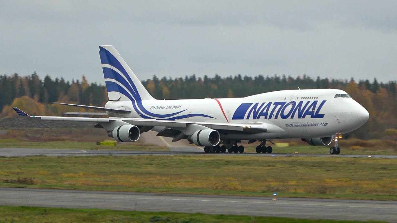 National Airlines Boeing 747-400BCF Full Turnaround at Tampere-Pirkkala
