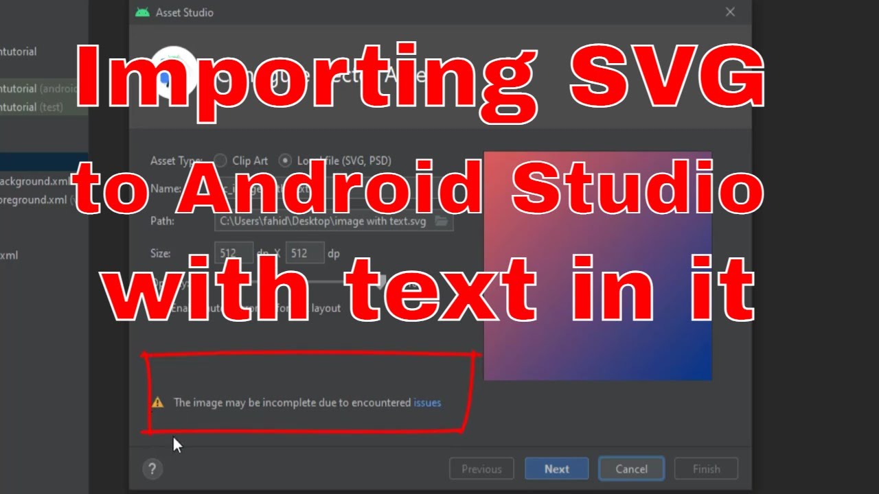 [Solved] Importing SVG to Android Studio with text in it