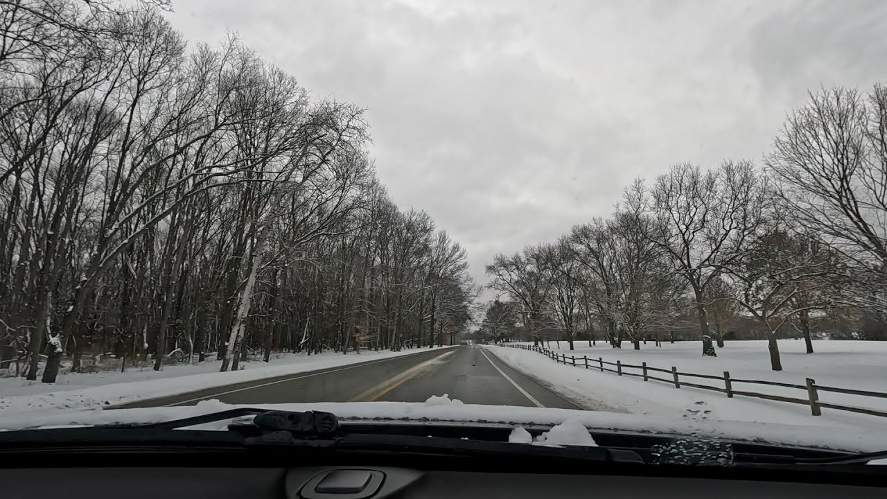Driving Through Kensington Metropark In The Snow