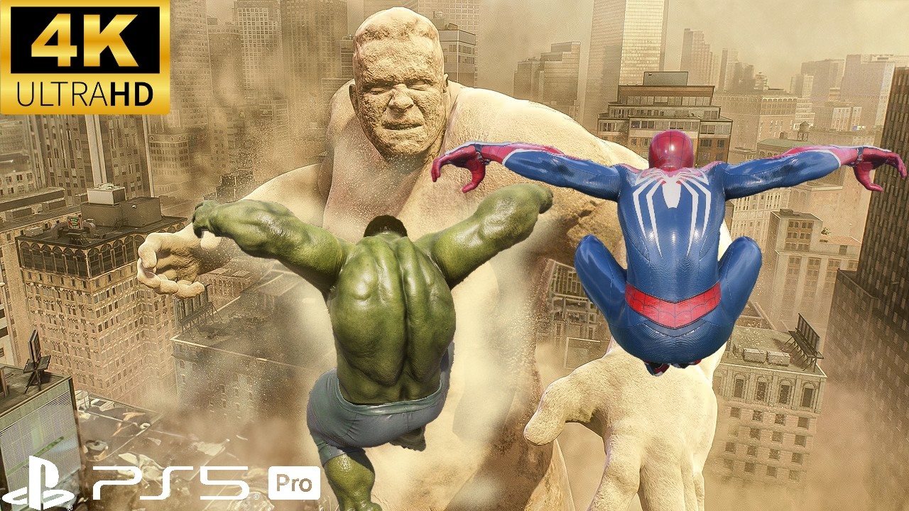 HULK & Homem-Aranha vs SANDMAN: Batalha Épica Cinematográfica no Spider-Man 2 (MOD 4K 60FPS HDR)