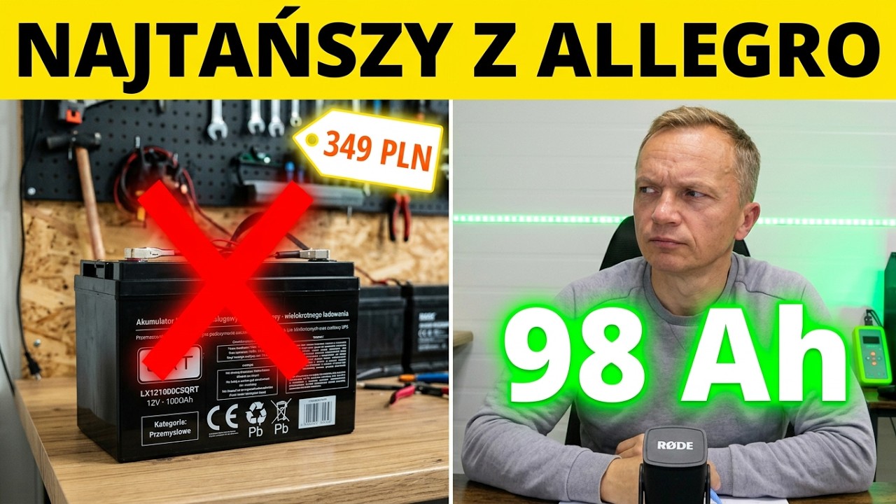 Najtańszy akumulator AGM 100Ah do pracy cyklicznej z Allegro. Test. S6E007