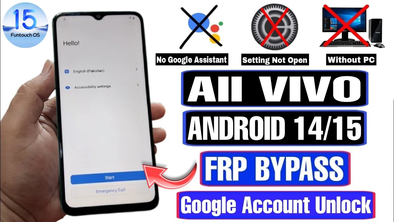 All VIVO FRP Bypass Android 14 Settings Not Opening | How To FRP Lock On VIVO No Setting/PC 2025