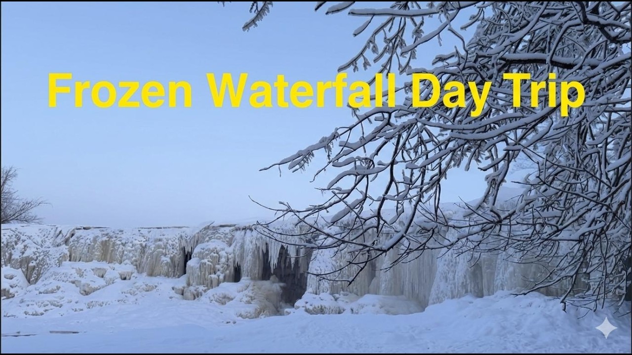 Dreamy Drive to the Most Beautiful Frozen Waterfall 4K#frozenworld #winter #nature #ice #4k