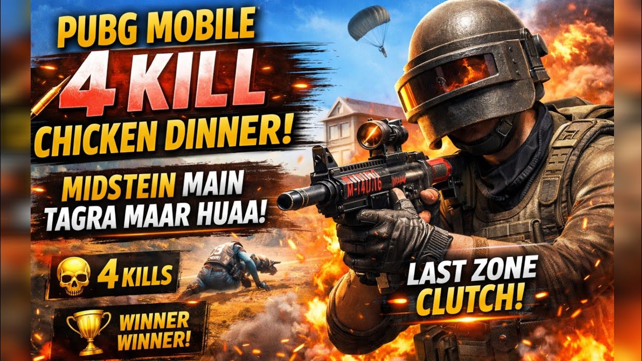 PUBG Mobile 4 Kill Chicken Dinner | Midstein Main Tagra Maar Huaa 