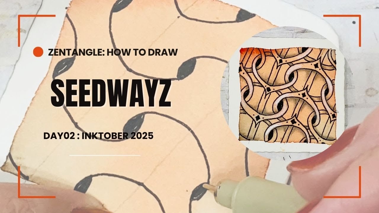 Зентангл: пошаговое руководство по Seedwayz / Inktober 2025, день 2