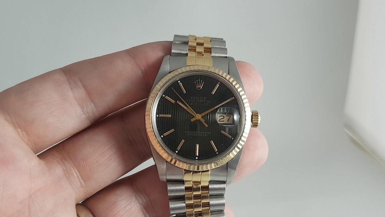1981 Rolex Datejust 16013 with boxes and hangtags, and lined dial