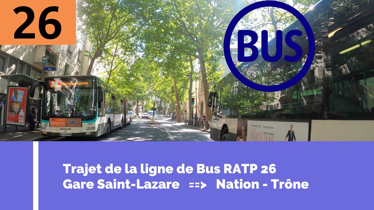 Le trajet de la Ligne de bus 26 Saint Lazare vers Nation à vélo 2,7k Ballade à Paris