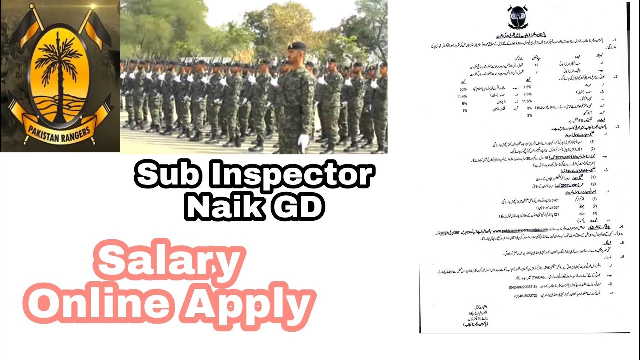 Punjab Ranger jobs 2022 | Sub inspector, Naik GD | punjab ranger online apply