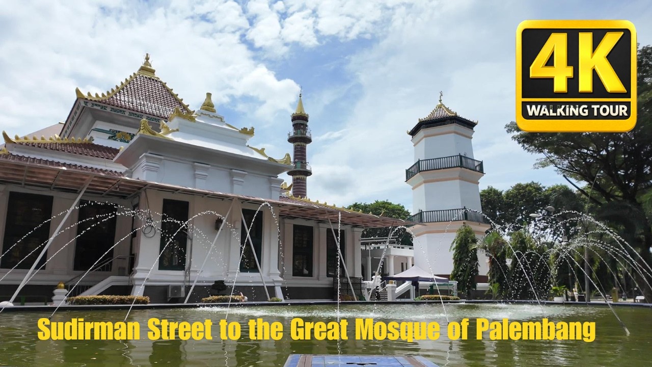 4K Walking Tour | Sudirman Street to the Great Mosque of Palembang