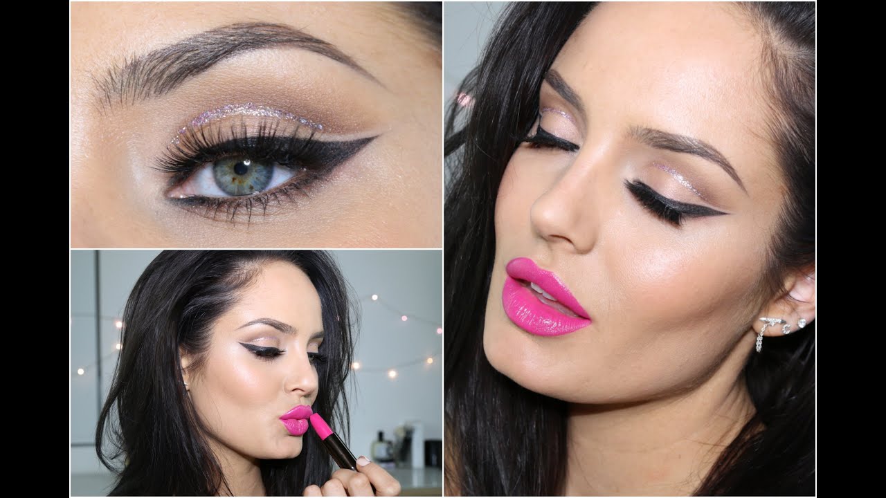 Glitter Cut Crease with Pink Lip! Eid Makeup Tutorial \\ ChloeMorello