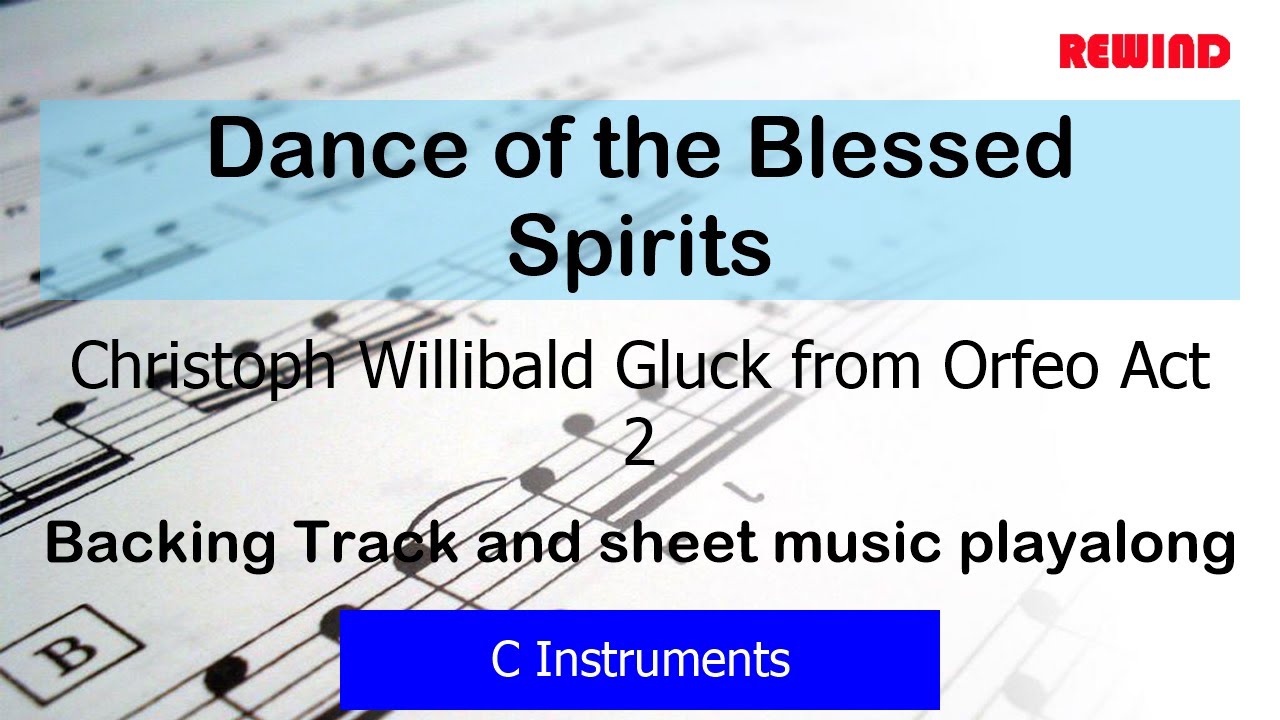 Gluck Dance of the Blessed Spirits (Flute/Violin & Harp) Backing Track and Sheet Music