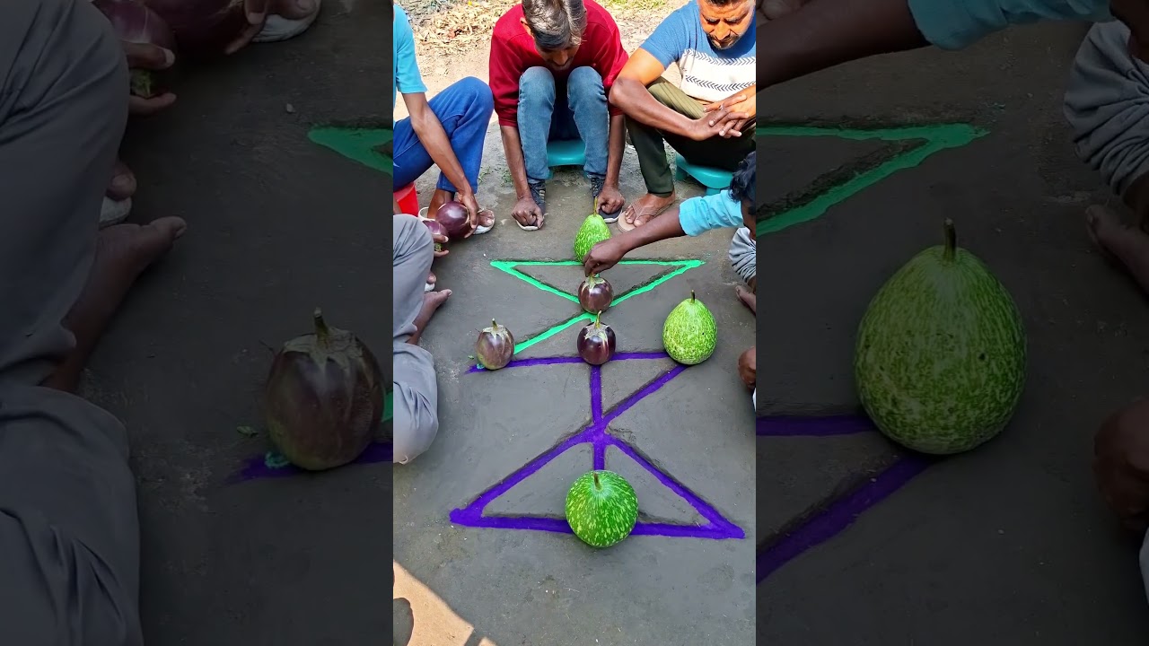 Bottle gourds between market black Brinjal 5beads village funygame || viralpost ||villagegame