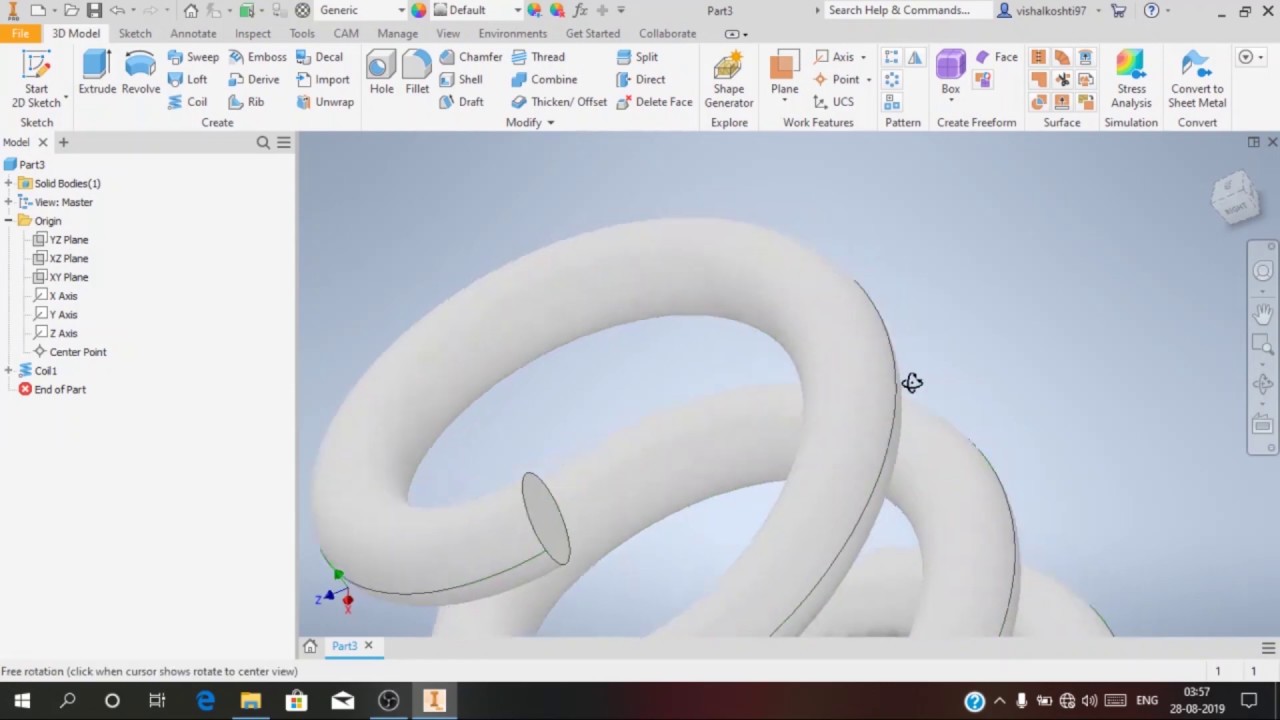 Autodesk Inventor-2020 Tutorials - How to make spring (Part-2)