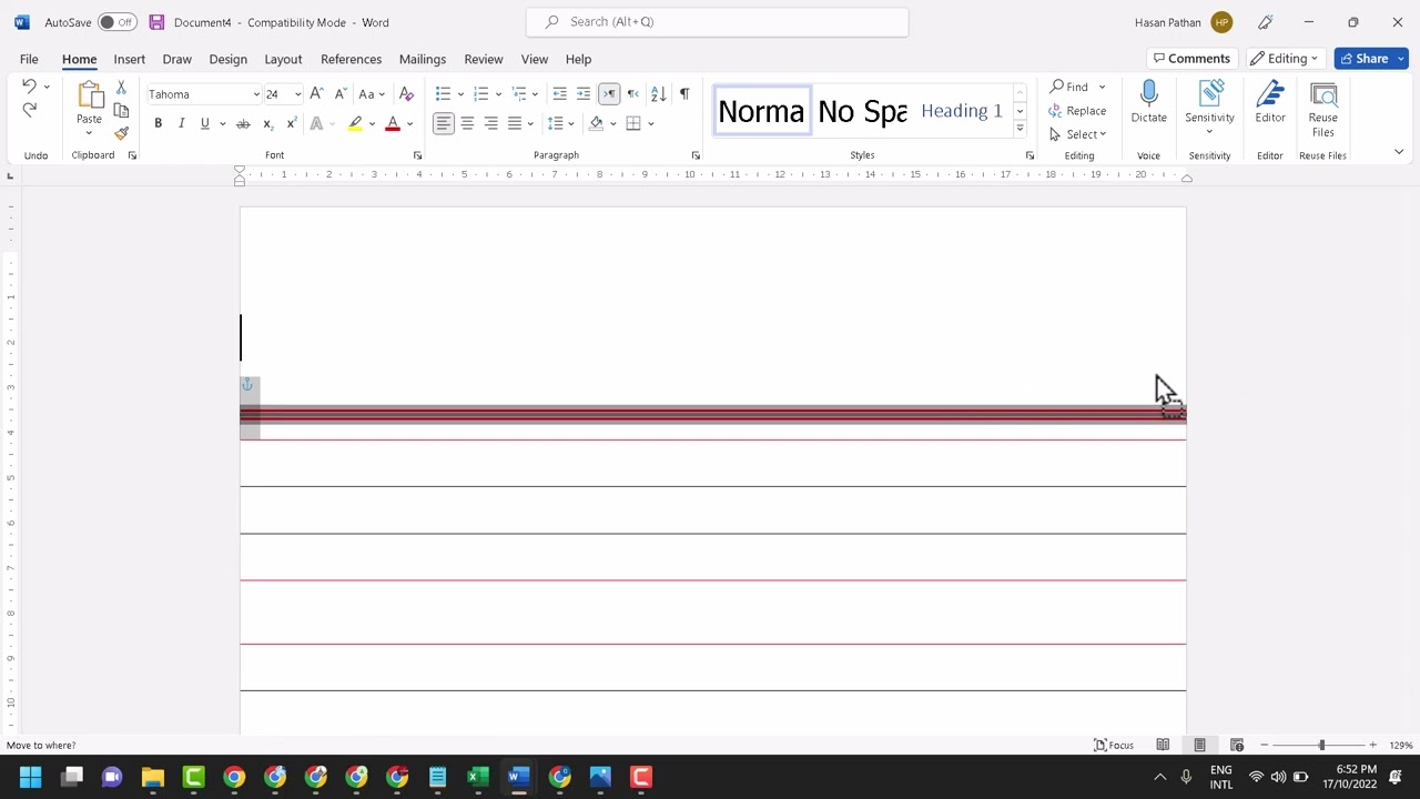 How to Create Four Line Notebook Paper Page in Ms Word