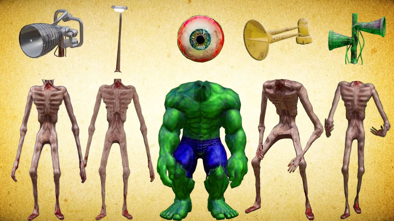 WRONG HEADS SIREN HEAD FLAME TOWER, LIGHT, EYEBALL, ACA HURRICANE, SIREN HEAD HULK