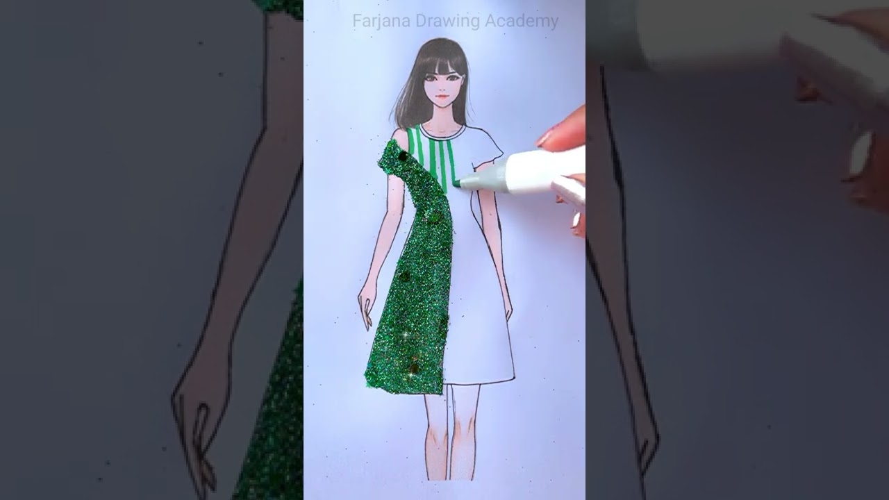 Do you like green dress ?  Beautiful dress with Glitter #SatisfyingCreativeArt