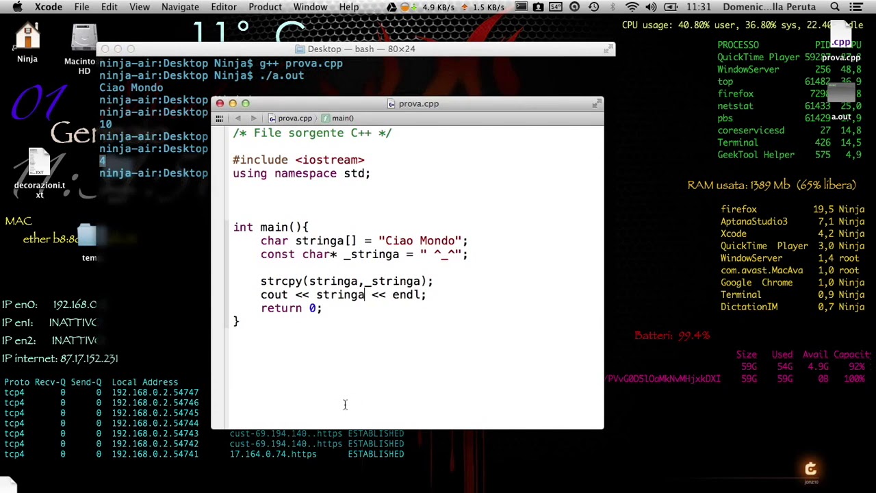 C++ [video 10] stringhe {strlen, strcpy, strcat, strcmp}