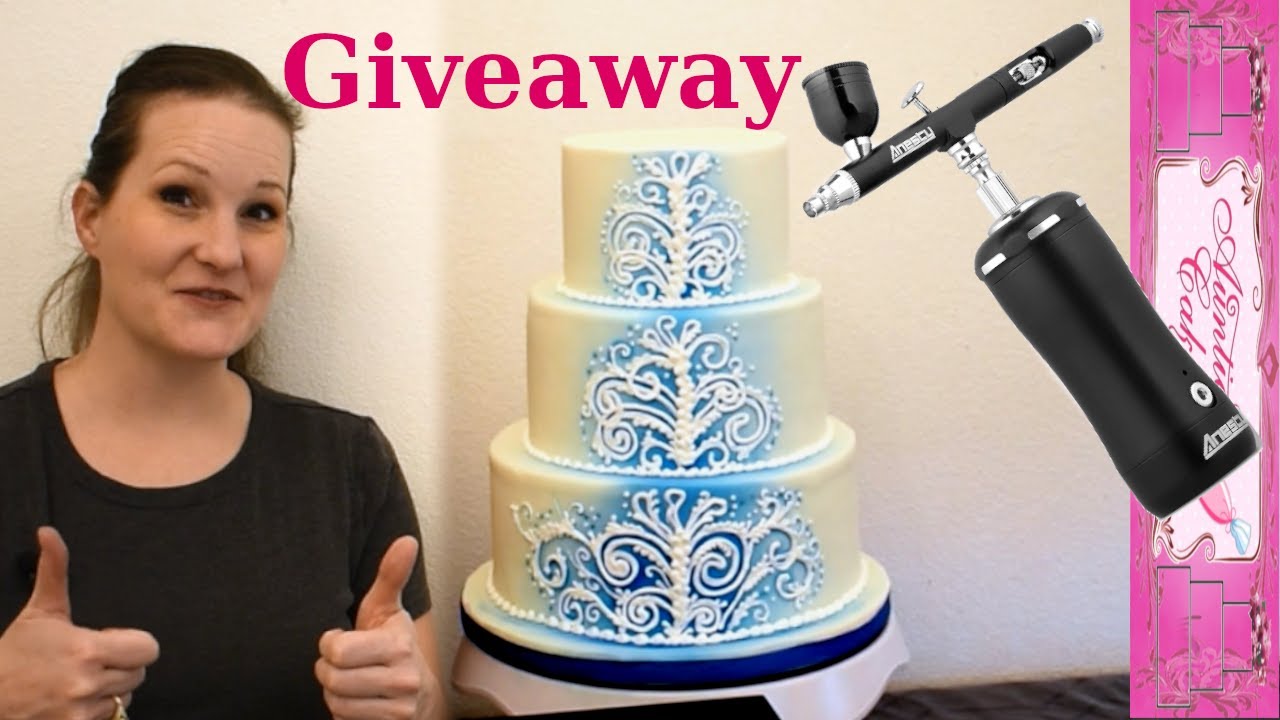Airbrush Giveaway!!! Airbrush decorated wedding cake demo