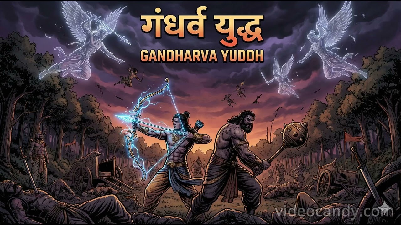 Gandharva Yuddh: The Battle of Dvait Van | Arjun & Bheem Rescue Duryodhana | Epic War Song