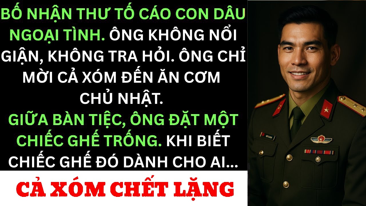 Bố Tôi Nhận Thư Tố Cáo Vợ Tôi Ngoại Tình — Ông Không Nói Gì, Chỉ Đặt Chiếc Ghế Trống Giữa Bàn Ăn