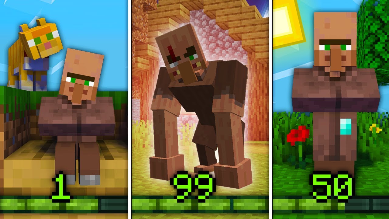 ماين كرافت مستويات التحول الى القروي الخارق ! | Strong Villager