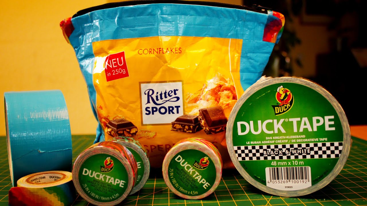Basteln mit DuckTape: Schokoladenpapier-Upcycling-Tasche aus Klebeband