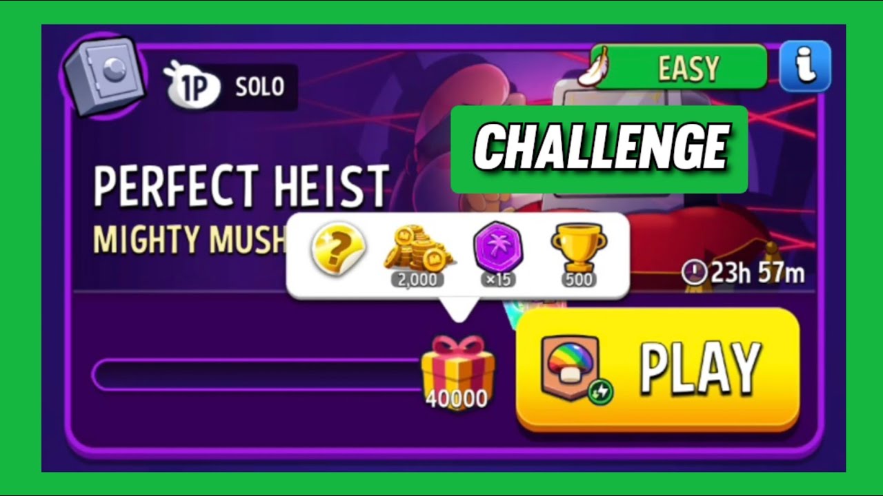Mighty mushrooms solo challenge|40000 points|perfect heist|match masters