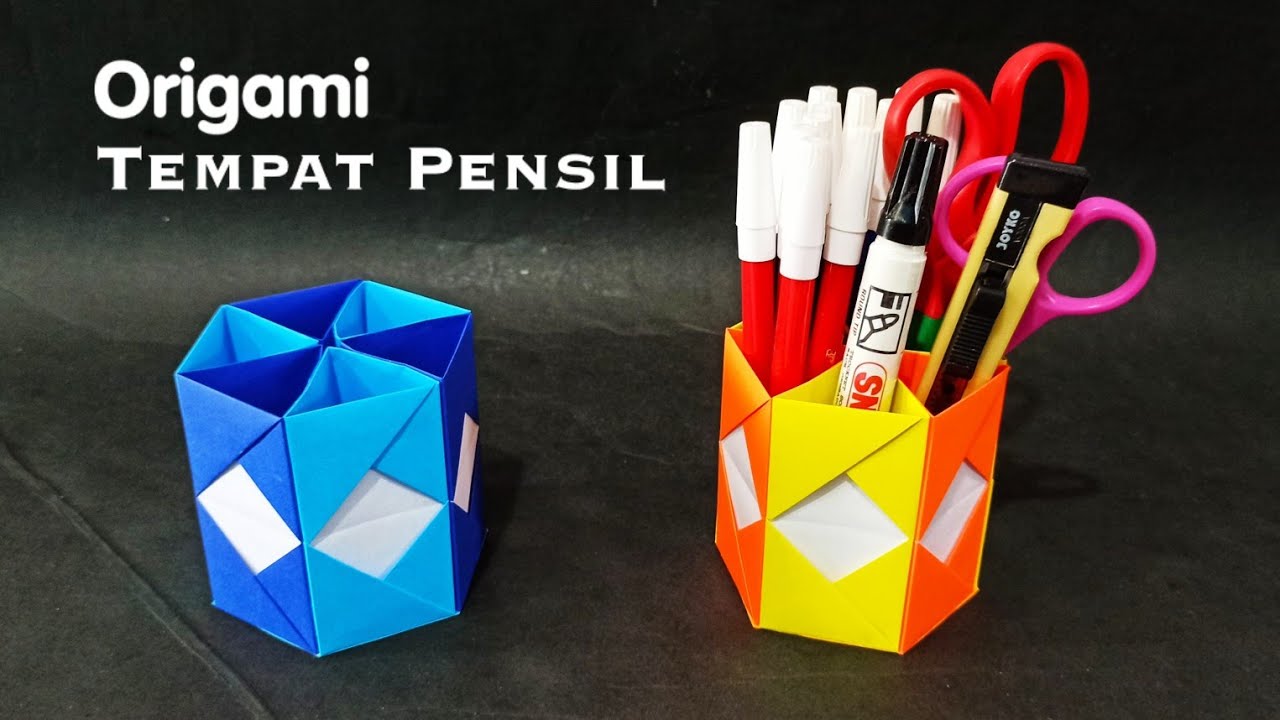 Pencil Organizer DIY - Origami tempat pensil - Kerajinan tangan dari kertas Origami