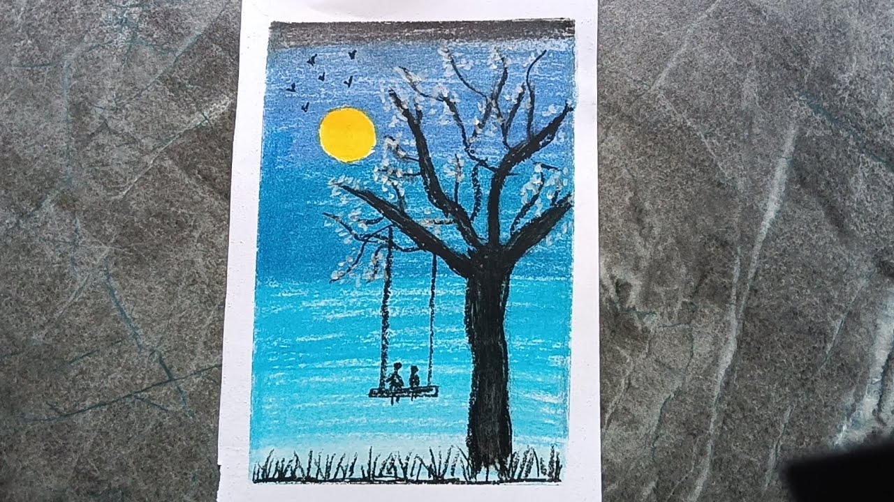 Oil pastel drawing ❤️/ natural theme /#drawing #oilpasteldrawing 