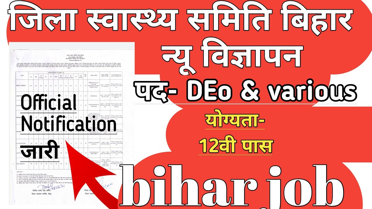 bihar district heath Society vacancy| Post_ DEo, AMN| Helper| GNM|etc.. interview| bihar jobs