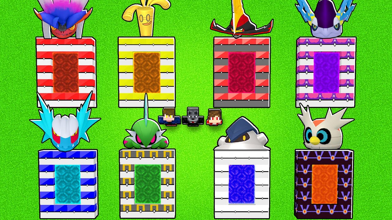 3 AMIGOS vs 18 PORTAIS de LUCKY PIXELMON com POKÉMON NOVOS no MINECRAFT