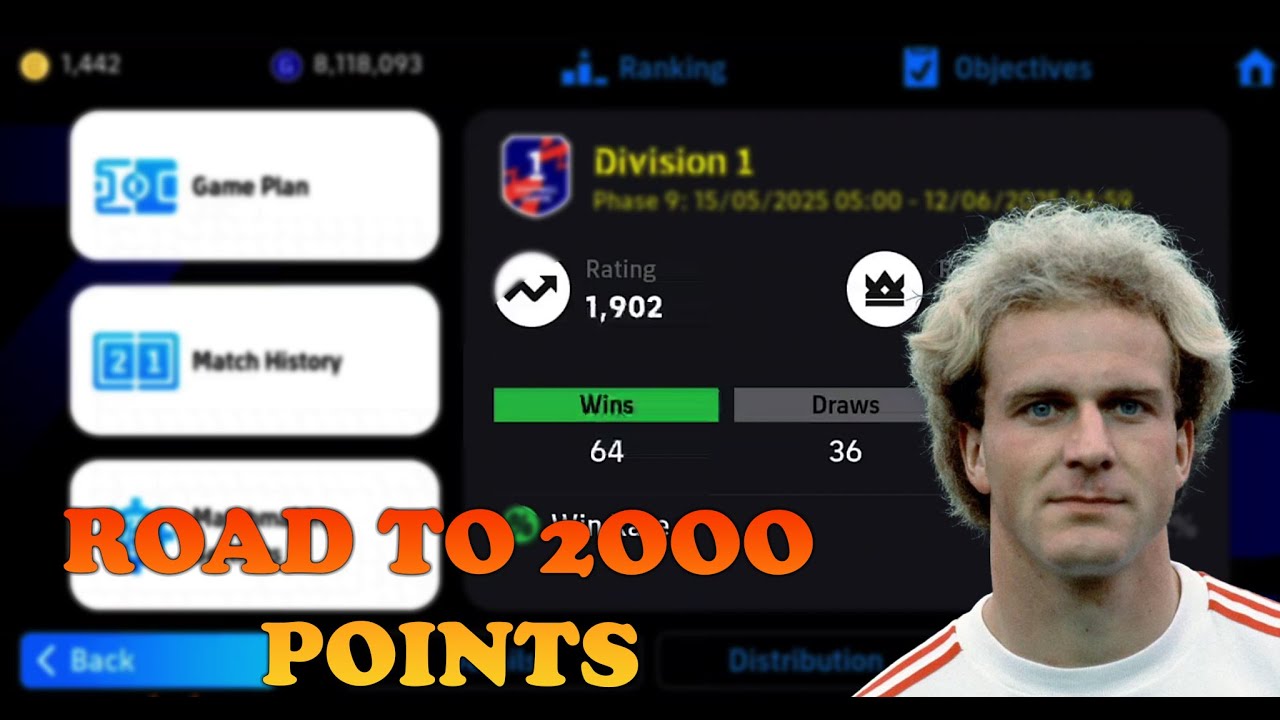 RANKPUSH TO 2000 RATINGS ON EFOOTBALL MOBILE