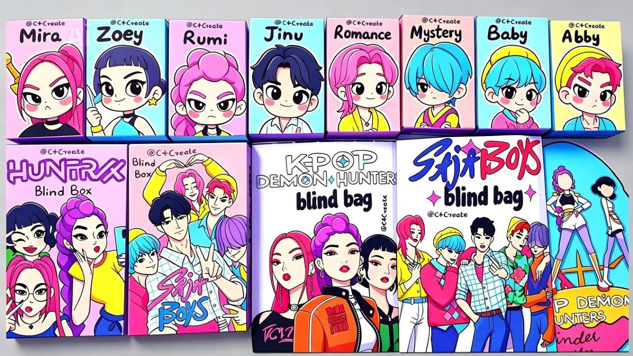 K-POP DEMON HUNTERS:Huntrix and Saja boys blind boxes and blind bags unboxing compilation 🔥 | ASMR 