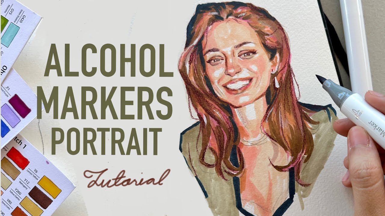 STEP BY STEP alcohol markers portrait tutorial + color names