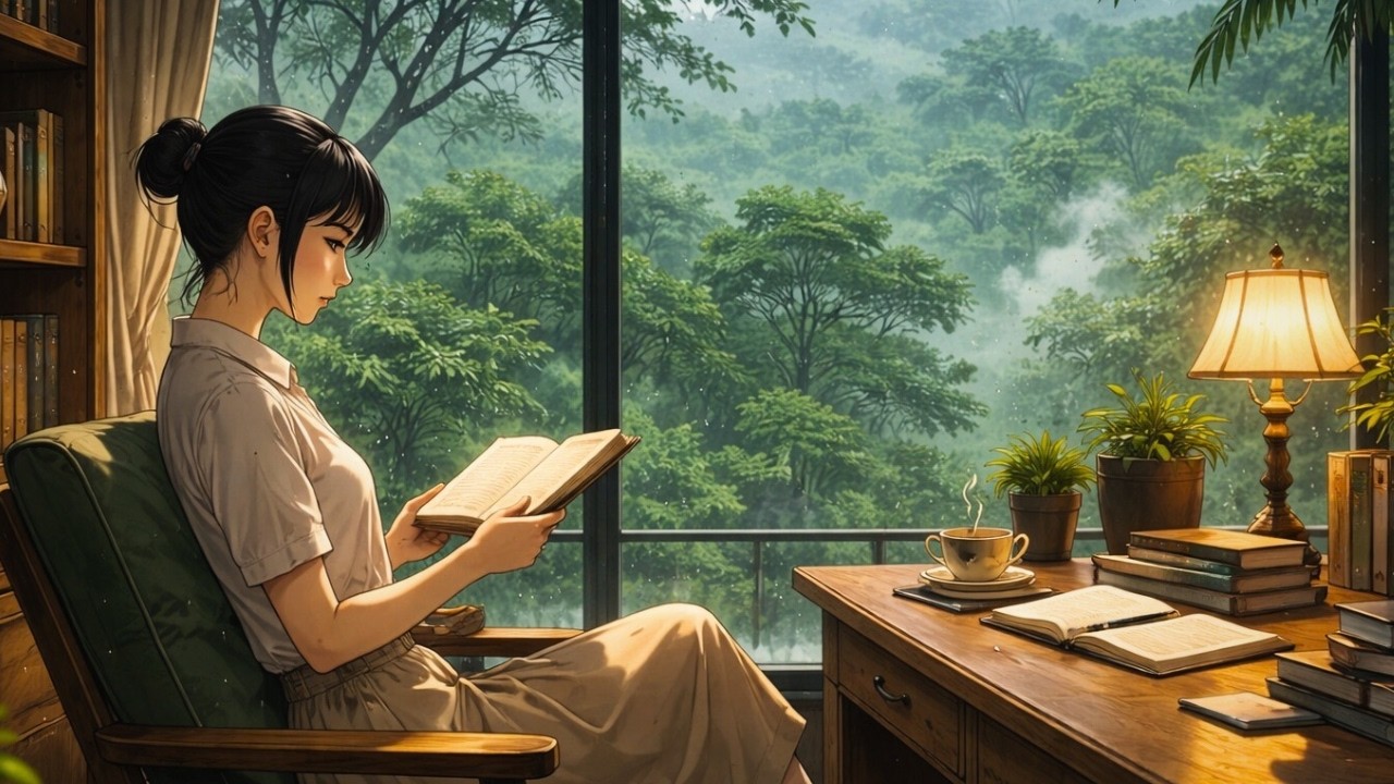 🌧️Rainy Window Study Ambience | Deep Focus , Calm Reading & Relaxation (2 Hours)