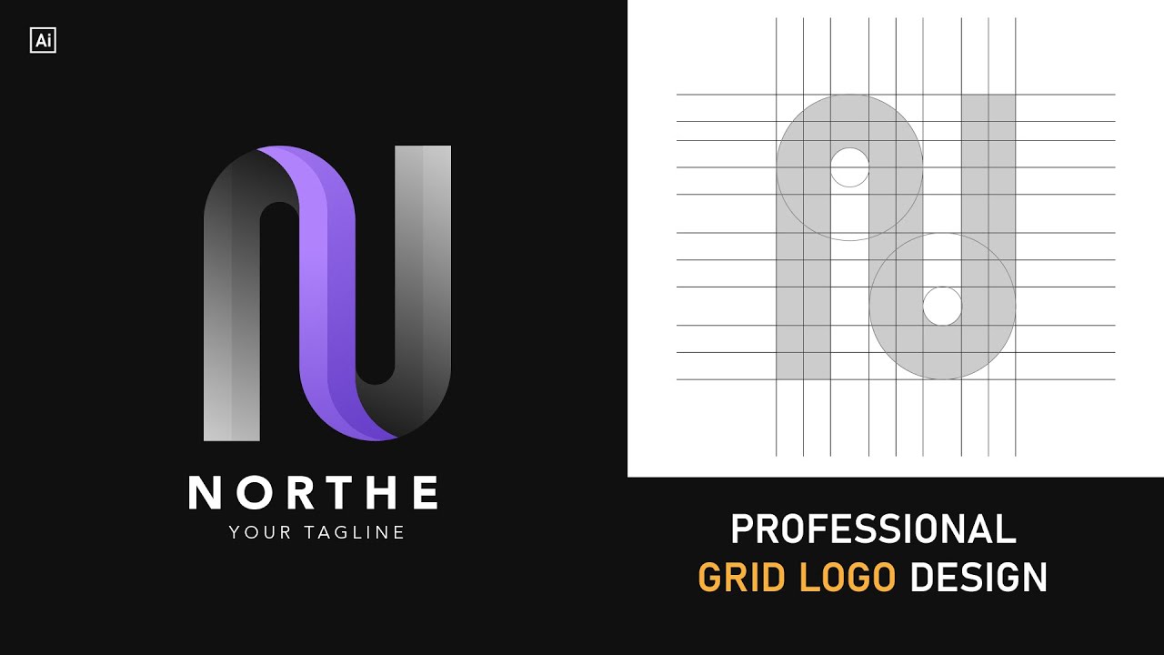 Процесс разработки профессионального логотипа с буквой N | Учебное пособие по Adobe Illustrator
